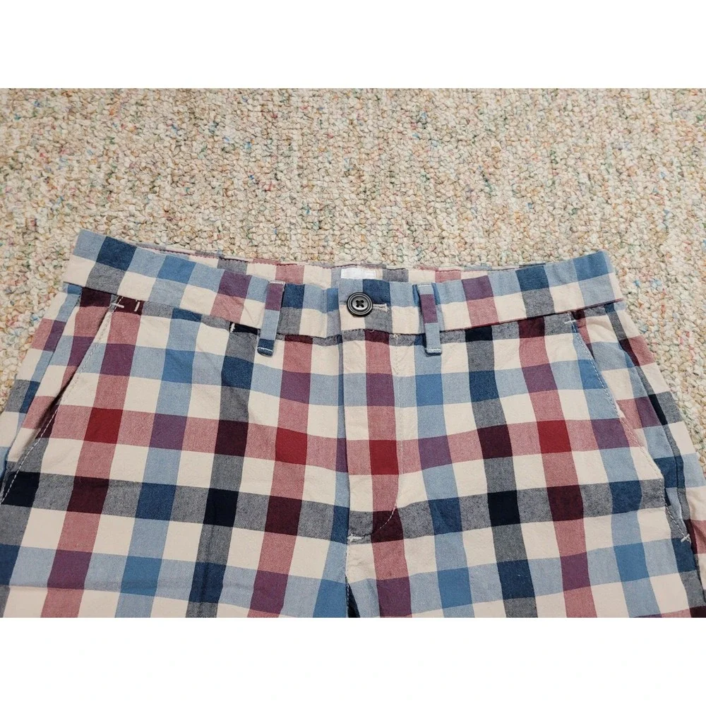Gap Shorts Mens 29 Blue Red Plaid Check Cotton Chino Preppy 9.5in Inseam